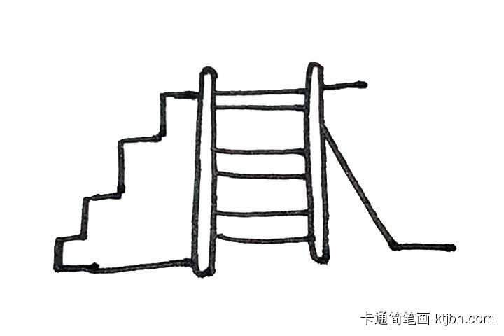 步骤6：右边先画上一条斜线后，上下各画上一条横线。