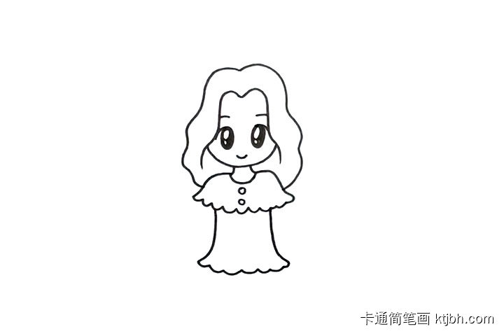 步骤3：接着我们画老师的裙子。