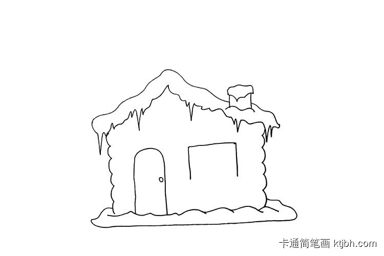 步骤8：接着用正方形画出雪屋上的窗户。