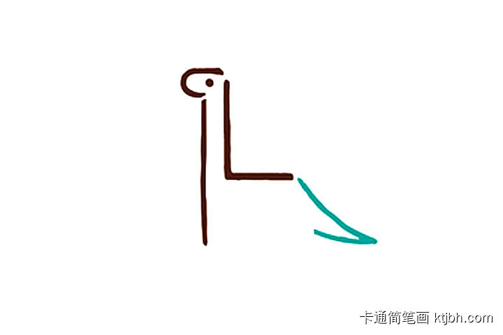 字母简笔画L恐龙简笔画教程-图5