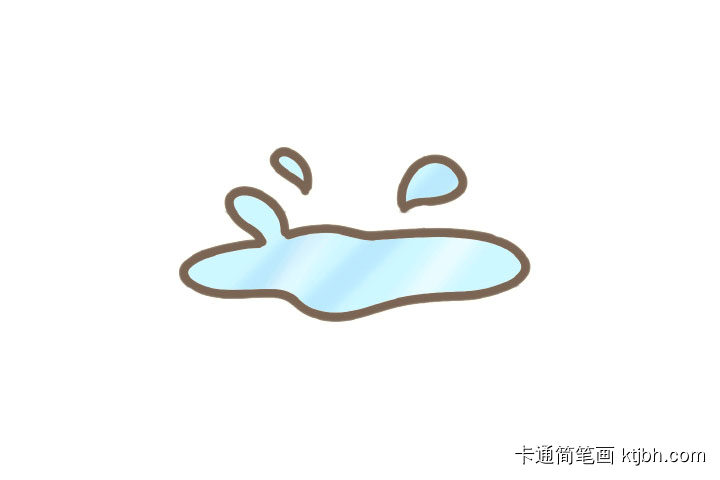 下雨天水洼简笔画画法教程-图3