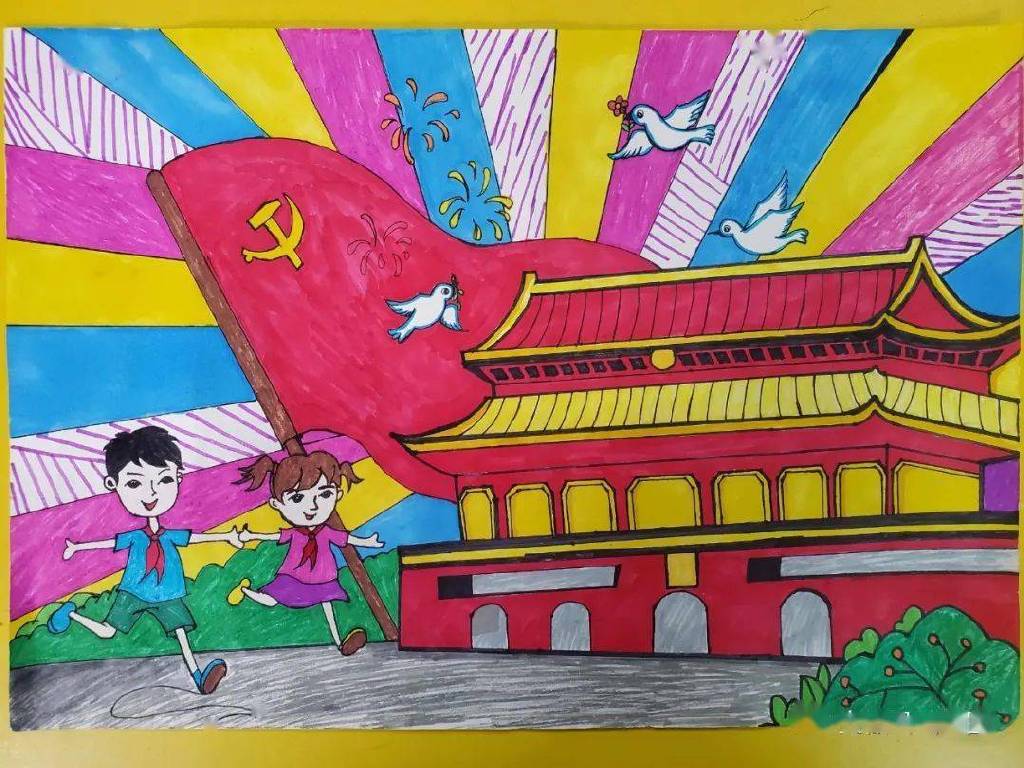 建党100周年画中学生图片