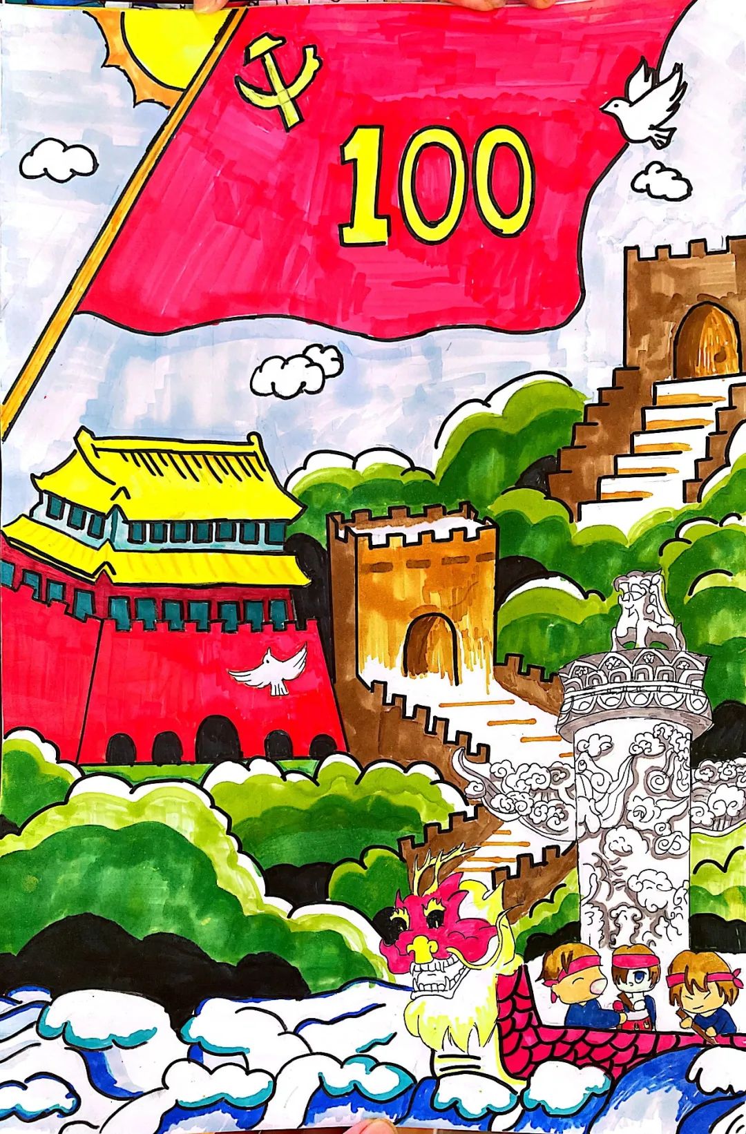 建团100周年绘画大学图片